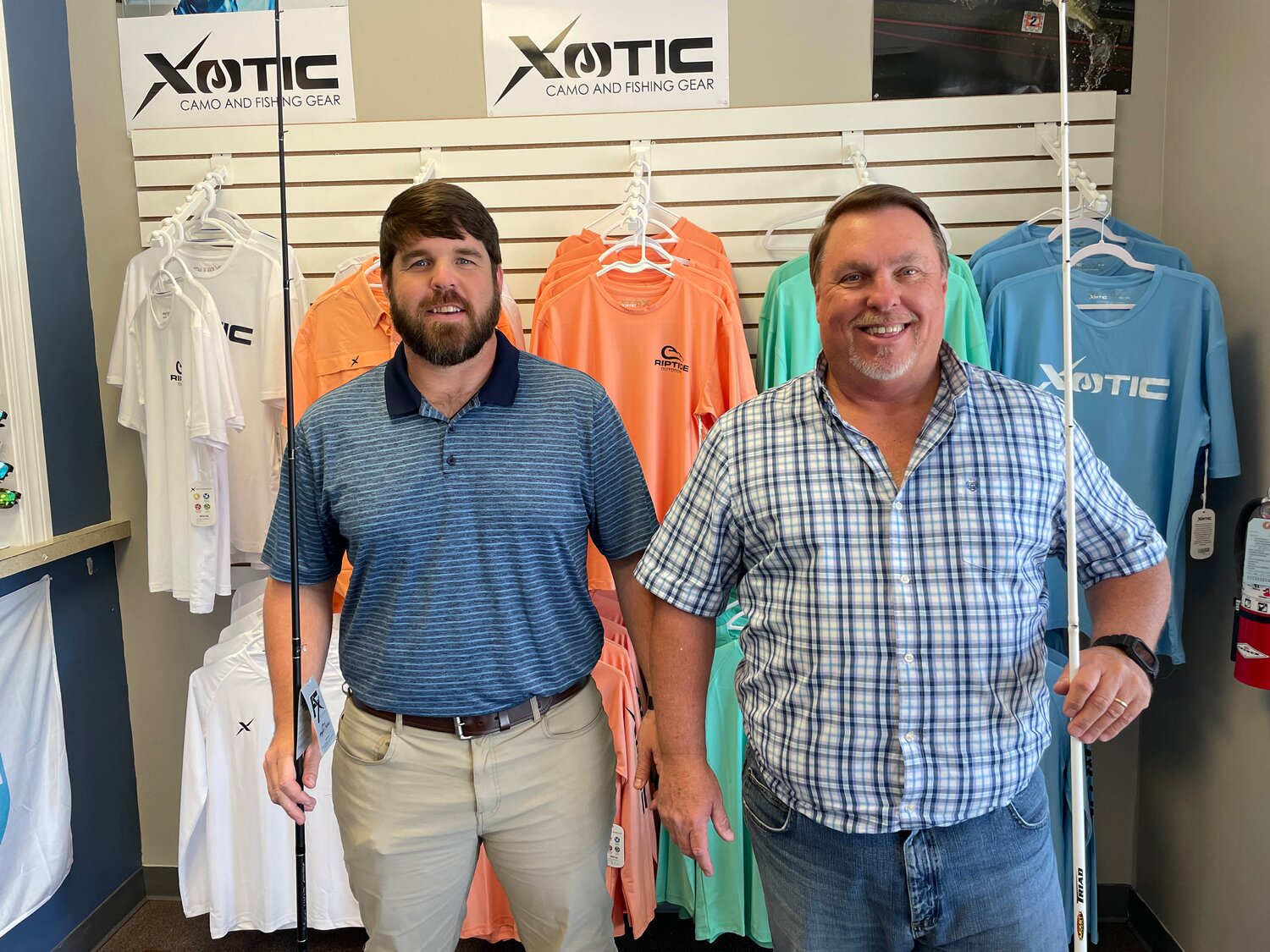 Tyler and Ronnie Newton enjoy meeting with customers at Riptide Outdoors.