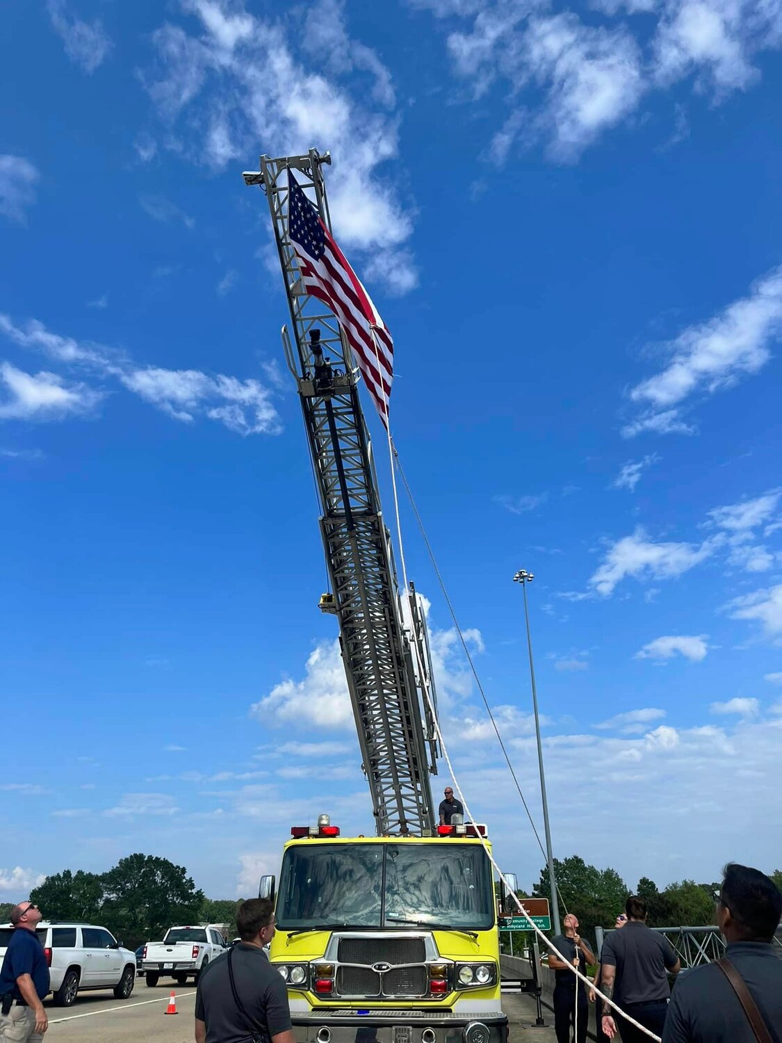 Tyler was transported to the funeral home on June 1. Ridgeland Fire Fighters hoisted a flag on one of their ladder trucks along the route in his honor.

“We were blessed to honor Madison Police Officer Randy Tyler during the procession to the funeral home today,” A social media statement from RFD reads. “thank you for your ultimate sacrifice and your years of dedication to making this world safer.”
